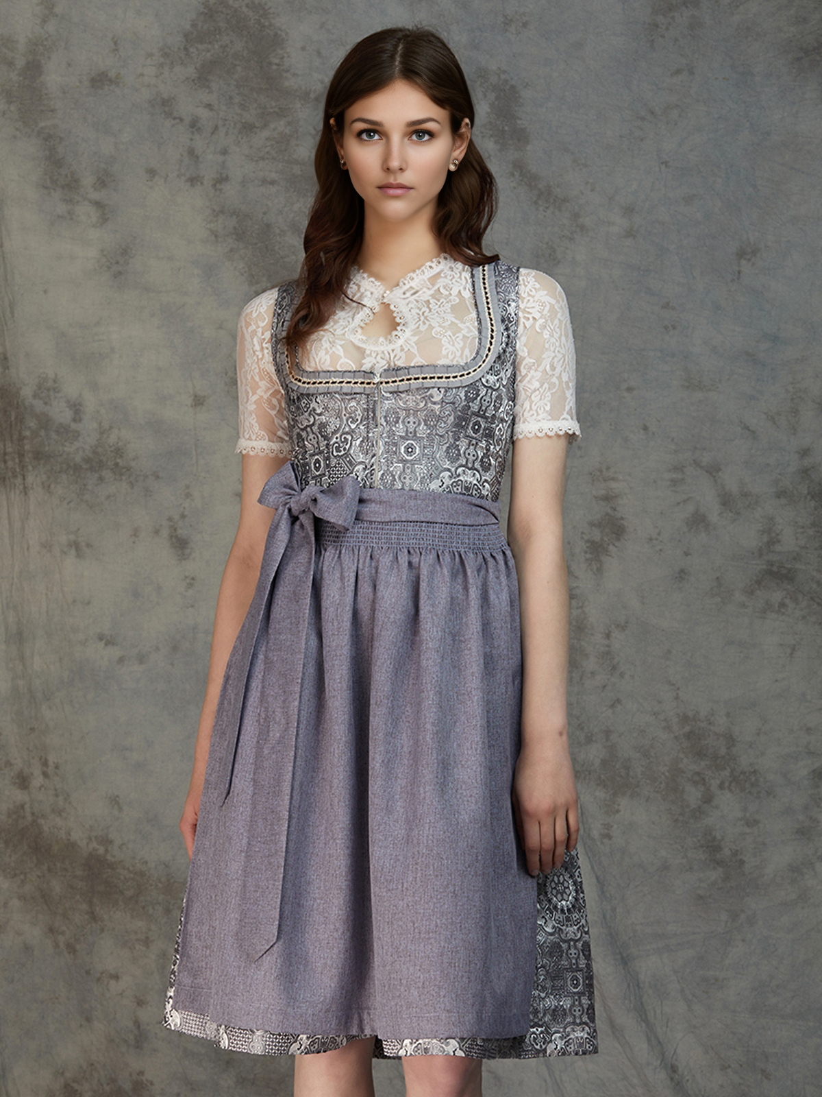 Dirndl mit geradem Ausschnitt in Grau