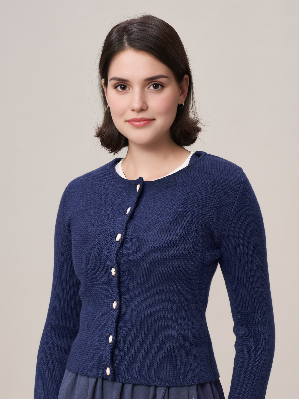 Moderne Dirndl Bluse Lang in Marineblau