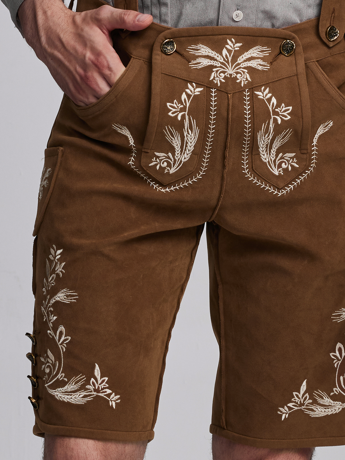 Dirndl samt dunkelgrün mit Lederhose