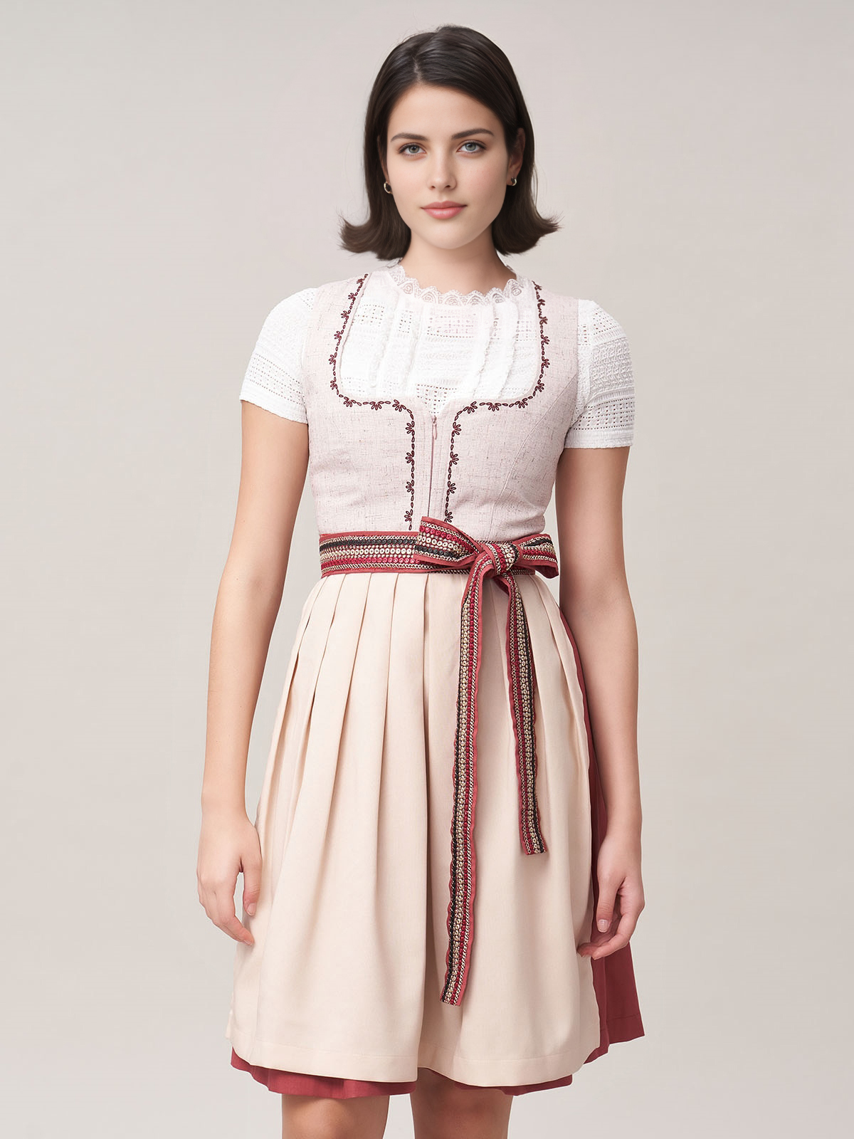 Dirndl Burgunderrot mit rosa Bluse