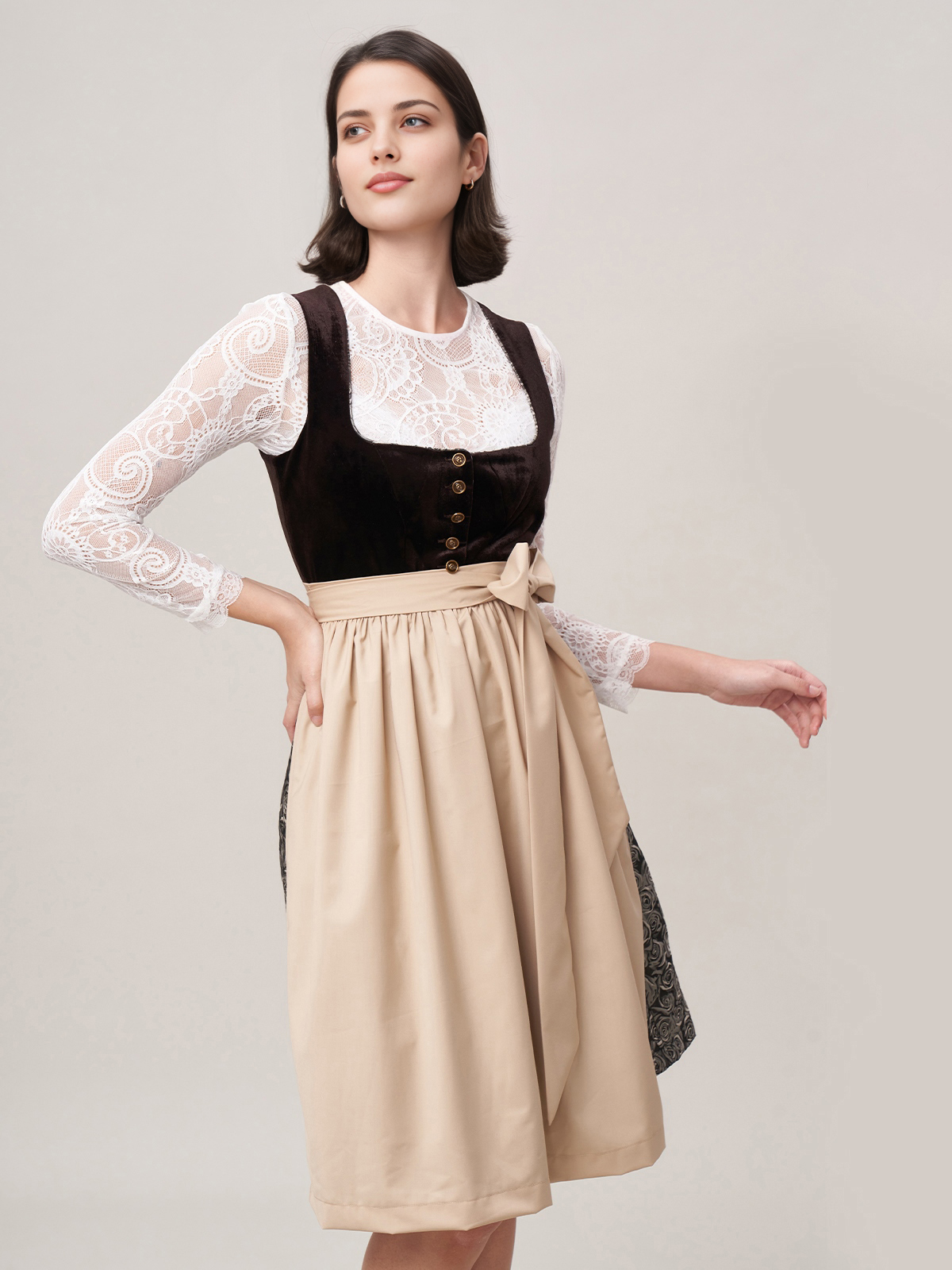 Elegantes Ja Mei Dirndl in Braun