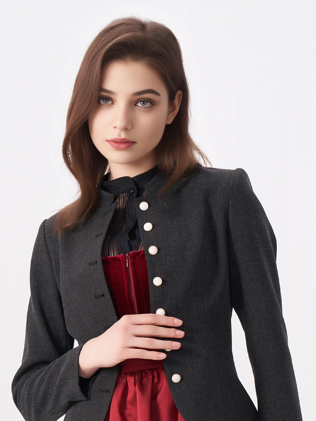 Elegantes schwarzes Dirndl mit Herz-Ausschnitt
