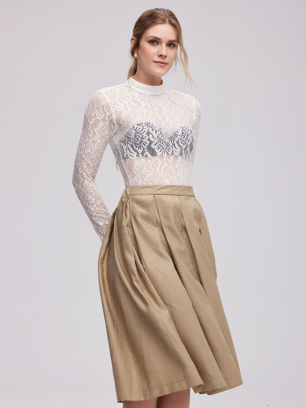 Dirndl Bluse Langarm in Weiß