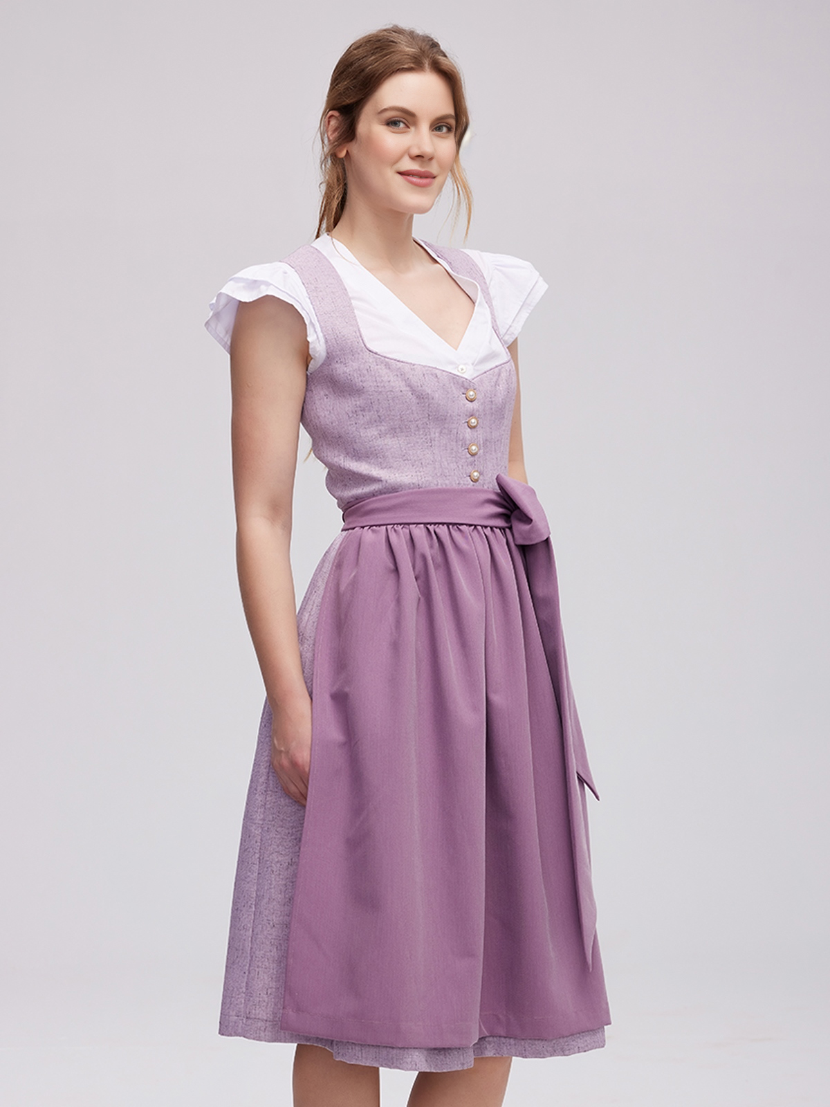 Gelb Dirndl mit floralen Details