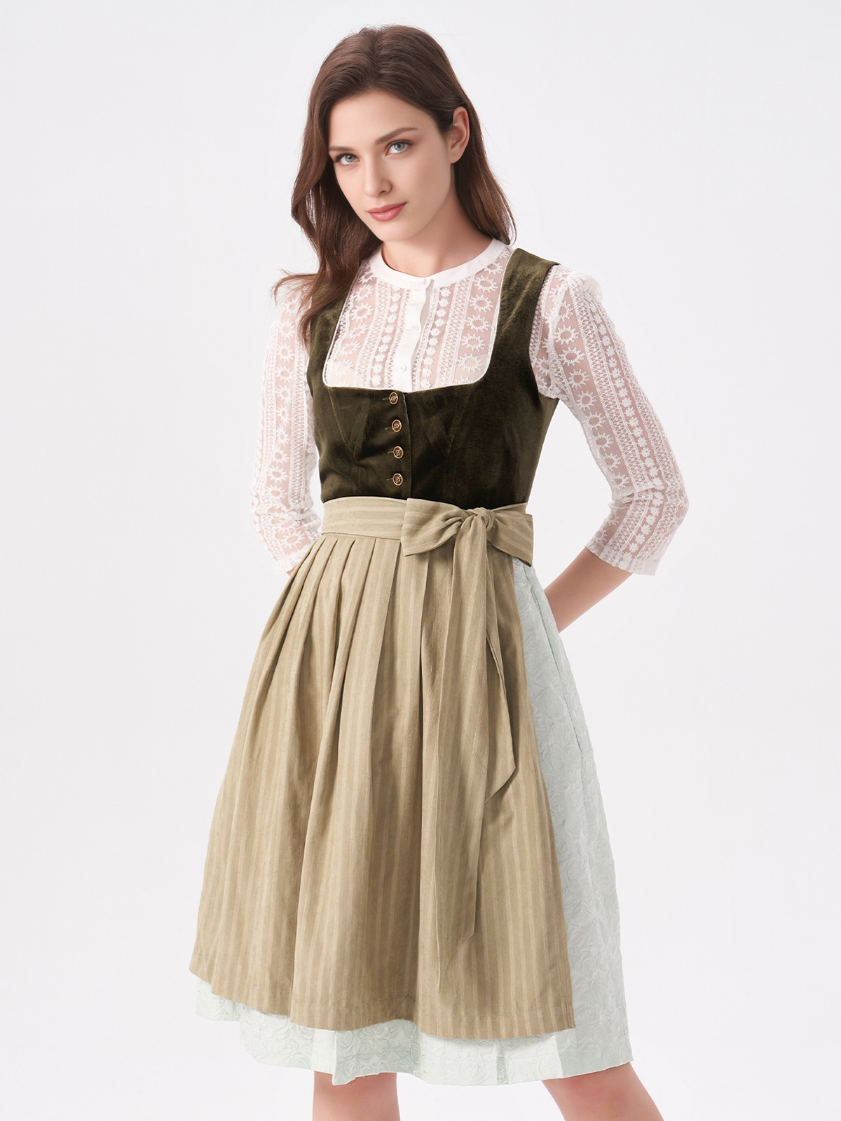 Dirndl Creme Beige mit Accessoires