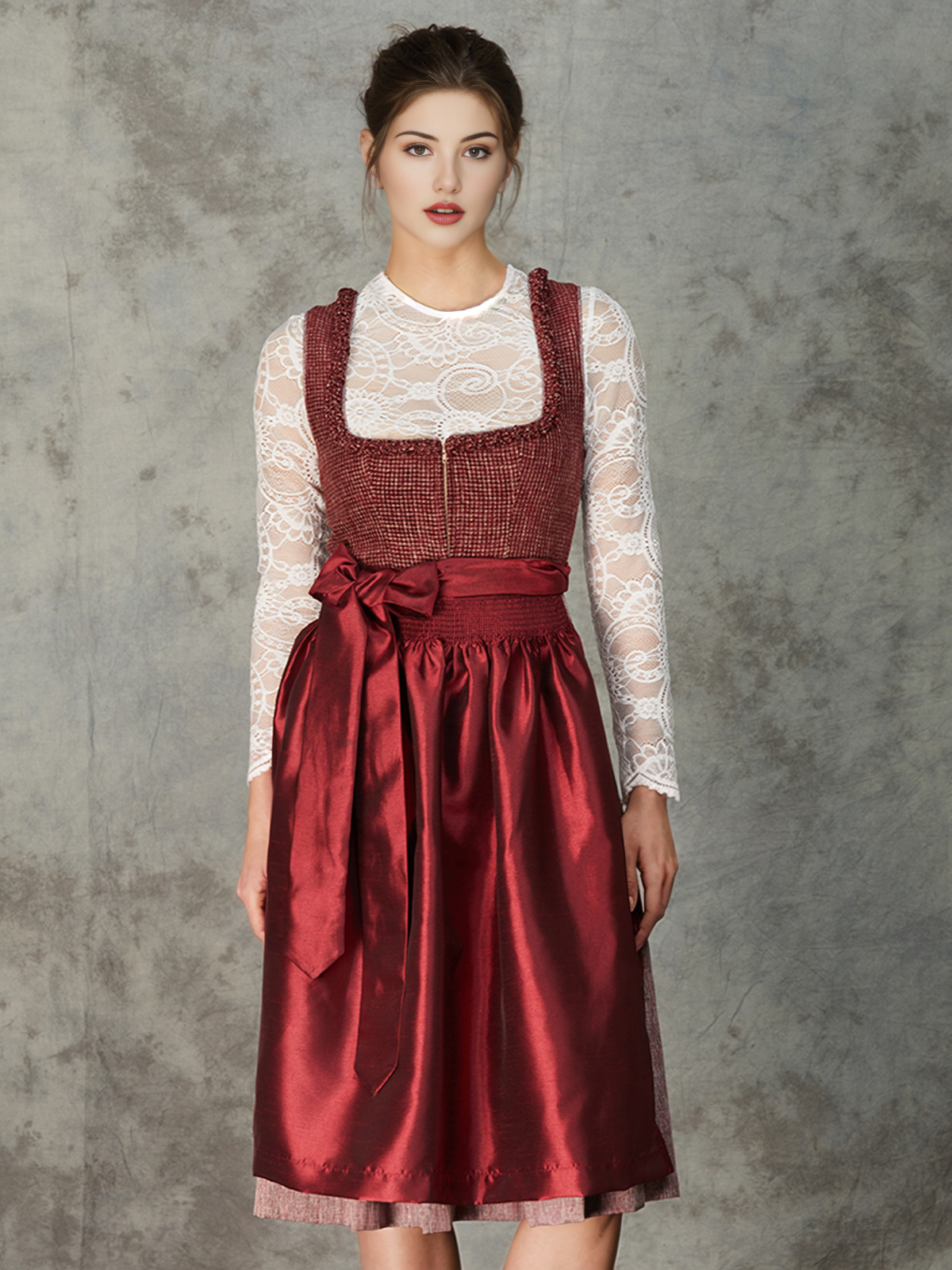 Dirndlbluse ärmellos in Rot